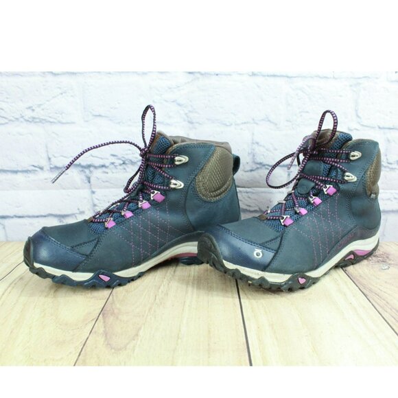 Oboz Sapphire Mid B-Dry Waterproof Insulated Hiking Boots Size 8.5 Blue Brown - Picture 2 of 9